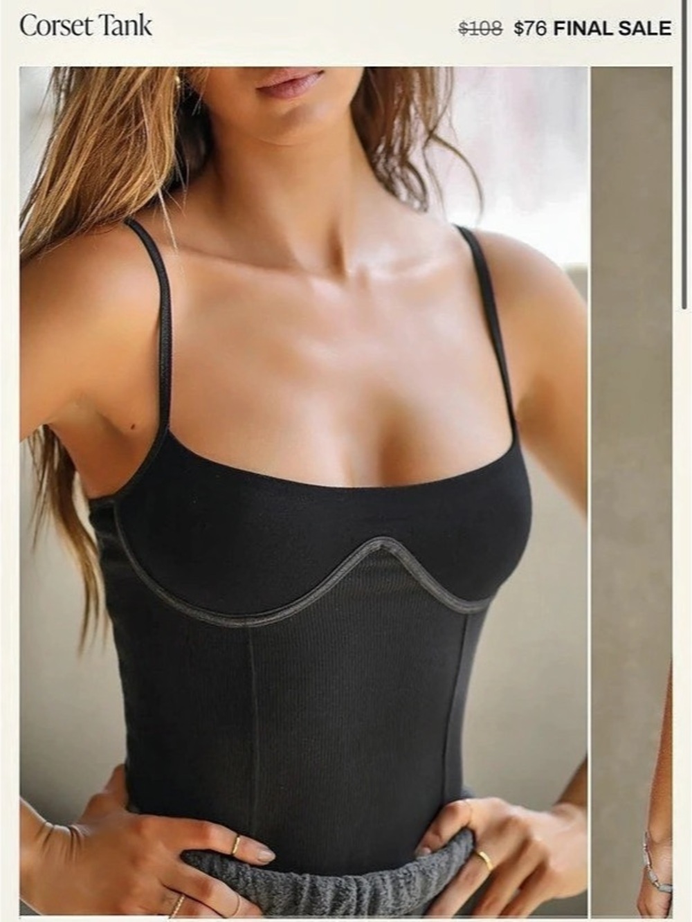 NWT Joah Brown Corset Tank in Black